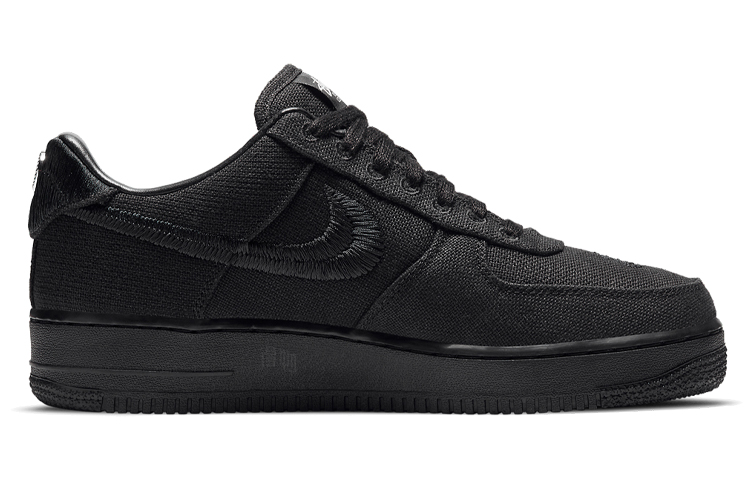 Кроссовки Nike × Stussy Air Force 1 "Triple Black" (черные) — Чёрный — фото 2