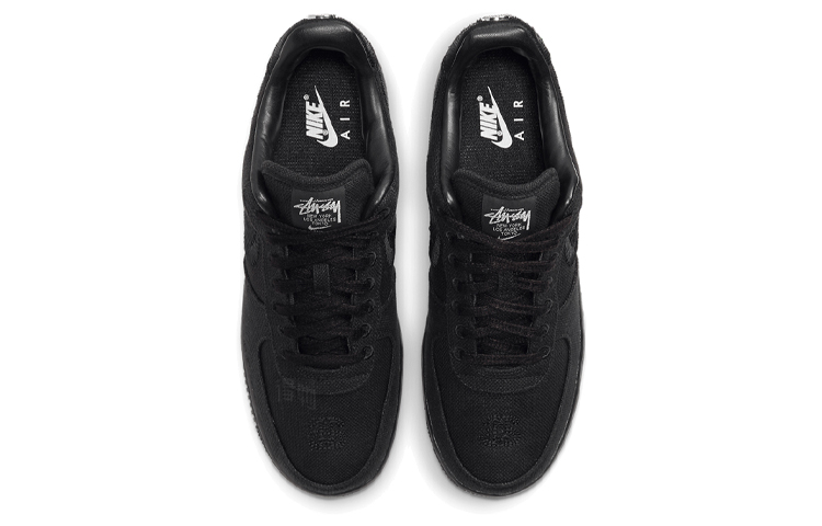 Кроссовки Nike × Stussy Air Force 1 "Triple Black" (черные) — Чёрный — фото 4