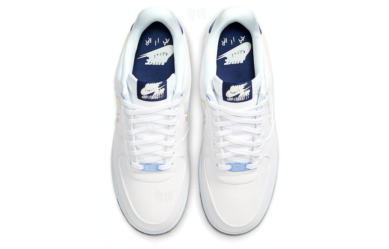 Кроссовки Nike Air Force 1 "White Canvas" (белый / синий) — фото 4