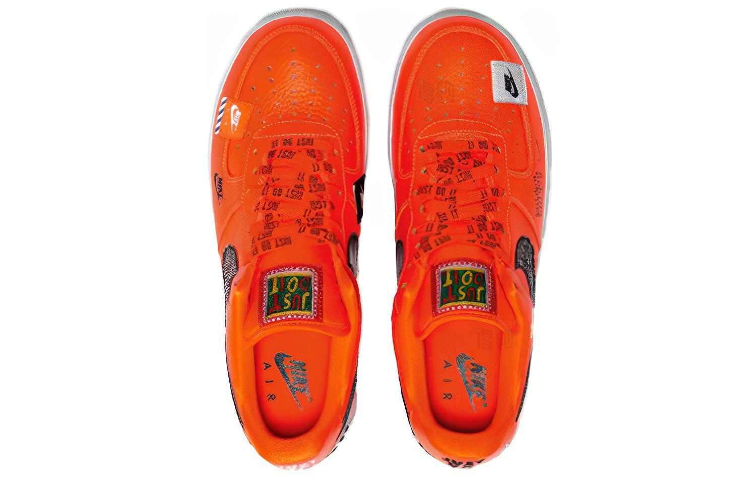 Кроссовки Nike Air Force 1 07 PRM Just Do It (оранжевые) — Белый / чёрный / оранжевый — фото 4