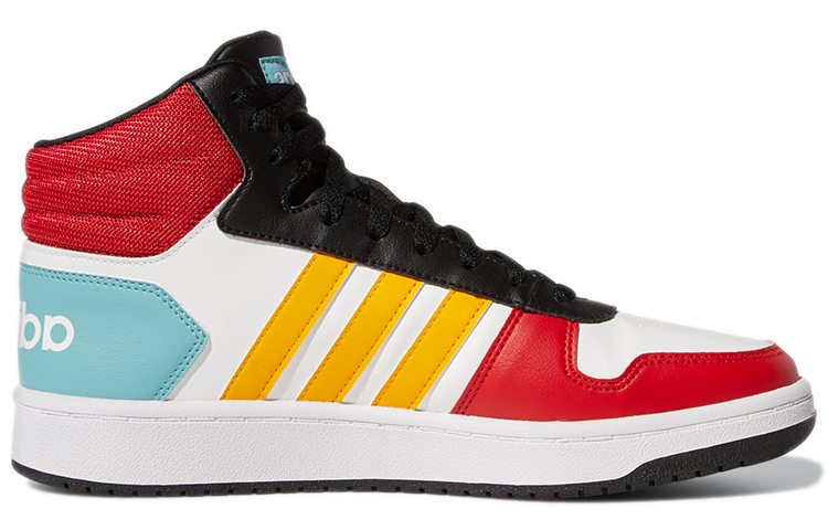 Мужские кроссовки adidas neo Hoops 2.0 (белый / черный / красный / желтый) — Белый / чёрный / красный / жёлтый — фото 2