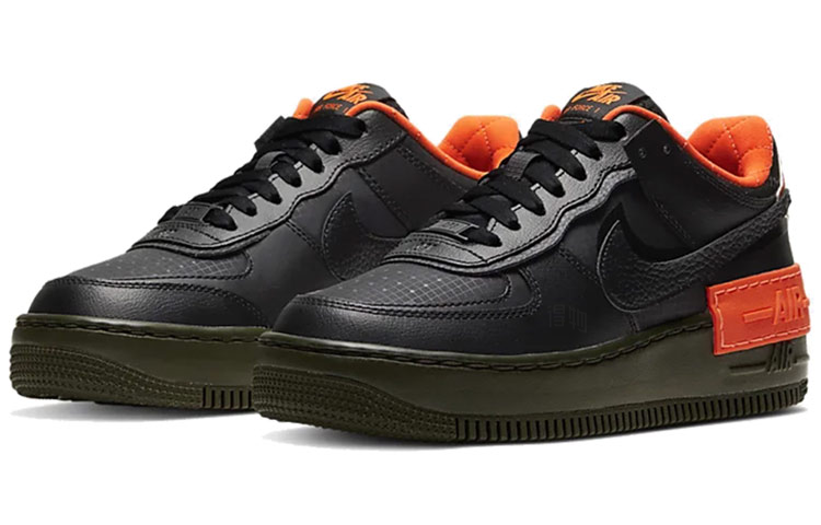 Женские кроссовки Nike Air Force 1 Shadow (черно-оранжевые) — Чёрный / оранжевый — фото 3