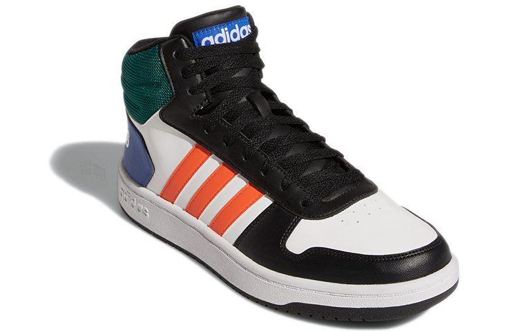 Мужские кроссовки adidas neo Hoops 2.0 Mid (белый / черный / оранжевый) — Белый / чёрный / оранжевый — фото 3