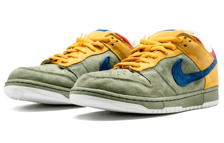 Мужские кеды Nike Dunk SB Low (разноцветные) — Зелёный / синий / жёлтый — фото 2
