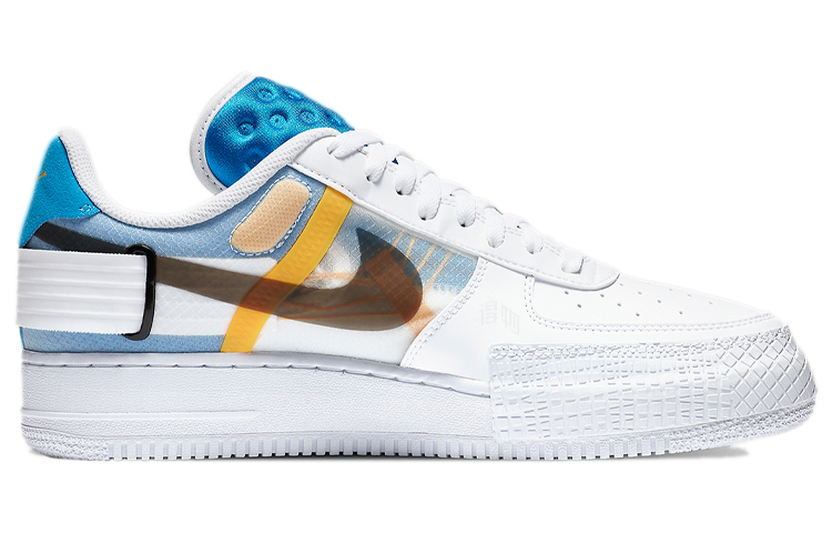 Кеды Nike Air Force 1 Type (бело-сине-желтые) — фото 2