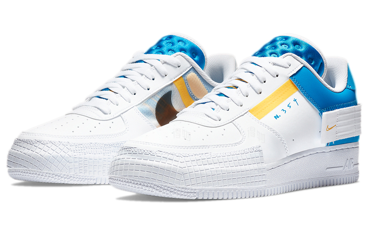 Кеды Nike Air Force 1 Type (бело-сине-желтые) — фото 3