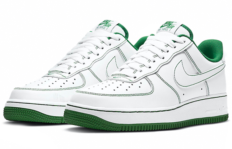 Мужские кроссовки Nike Air Force 1 (бело-зеленые) — фото 2