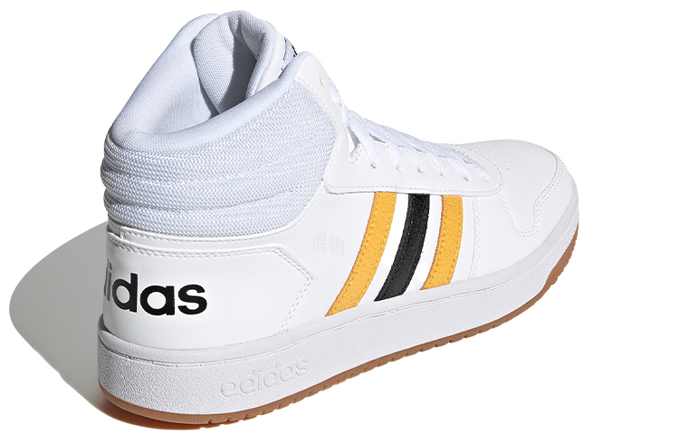 Мужские кеды adidas neo Hoops 2.0 Mid (бело-желто-черные) — Белый / жёлтый / чёрный — фото 4