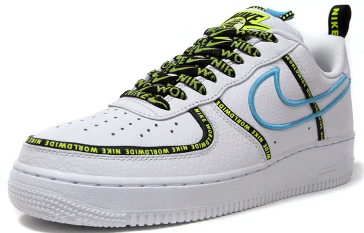 Кроссовки Nike Air Force 1 07 Low “World Wide” (белый) — Белыйсиний — фото 2