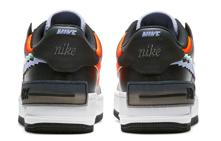 Женские кеды Nike Air Force 1 Shadow "Pixel" (черно-оранжевые) — фото 5