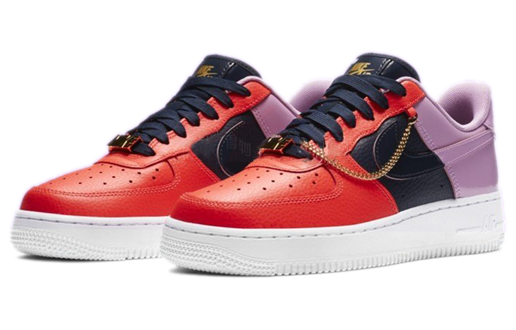 Женские кеды Nike Air Force 1 (красно-черно-пурпурные) — фото 3