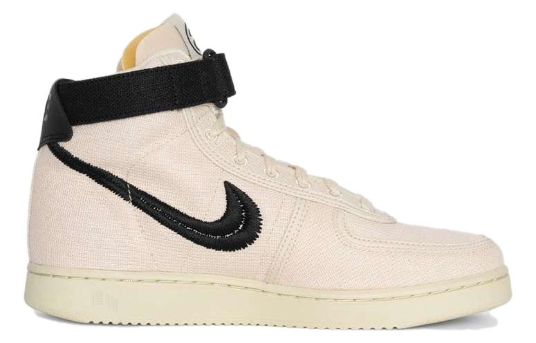 Кеды Stussy x Nike Air Vandal High "Fossil" (бежевые с белым и черным) — Бежевый / белый / чёрный — фото 2