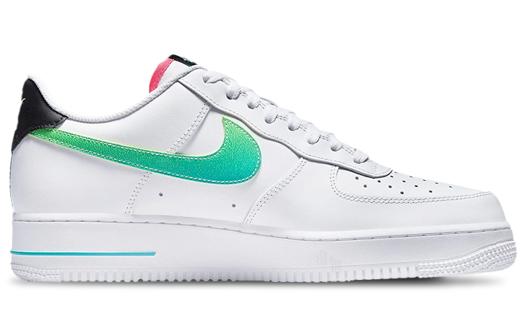 Мужские кроссовки Nike Air Force 1 Neon (белый / зеленый / черный / розовый) — Белый / зелёный / чёрный / розовый — фото 2