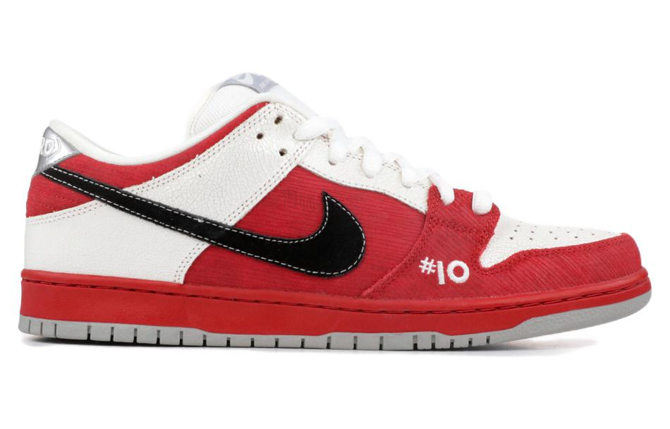 Мужские кеды Nike Dunk SB "Roller Derby" (бело-красные) — 红/黑/白/狼灰 — фото 2