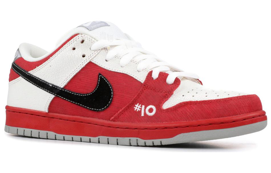Мужские кеды Nike Dunk SB "Roller Derby" (бело-красные) — 红/黑/白/狼灰 — фото 3