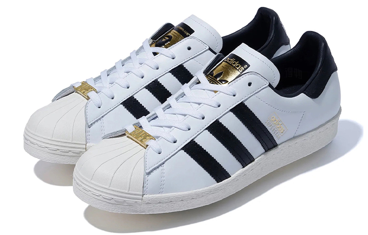 Кеды A BATHING APE x adidas originals Superstar (бело-золочестно-черные) — фото 3