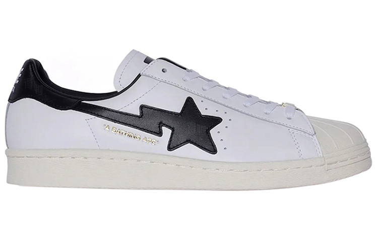 Кеды A BATHING APE x adidas originals Superstar (бело-золочестно-черные) — фото 2