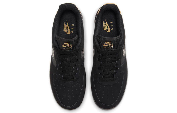 Мужские кроссовки Nike Air Force 1 (черный / золотой) — Чёрный / золотой — фото 4