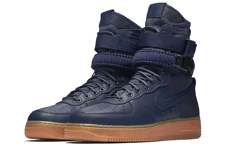 Мужские кеды Nike Air Force 1 Navy Gum OG (темно-синие с коричневой подошвой) — 午夜蓝/午夜蓝/黑 — фото 2
