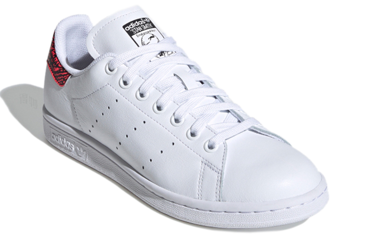 Женские кеды adidas originals STAN SMITH (белые / черные / красные) — Белый / чёрный / красный — фото 3