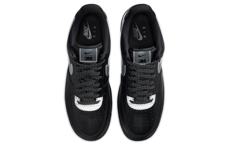Мужские кеды Nike Air Force 1 (черно-серебристый) — фото 3