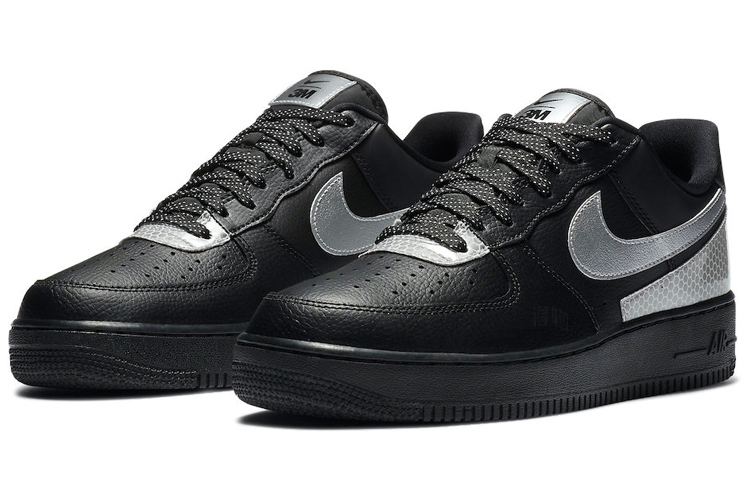 Мужские кеды Nike Air Force 1 (черно-серебристый) — фото 2