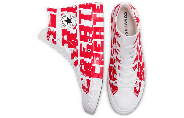 Кеды Converse Chuck Taylor All Star (белые с красным) — Белый / красный — фото 4