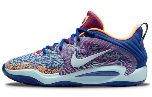 Nike KD 15 EP Durant 15 round toe lace-up, shock-absorbing, non-slip, wear-resistant, low-top basketball shoes, men's style, blue and red, domestic version