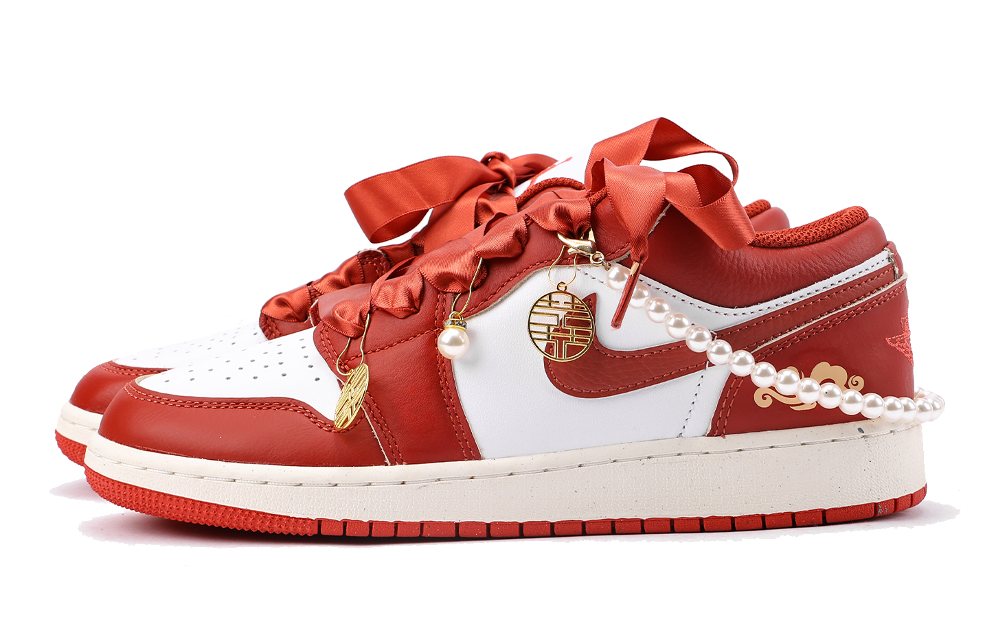 Jordan Air Jordan 1 Slip Resistant Abrasion Resistant Low top Vintage Basketball Shoes Men’s True Red