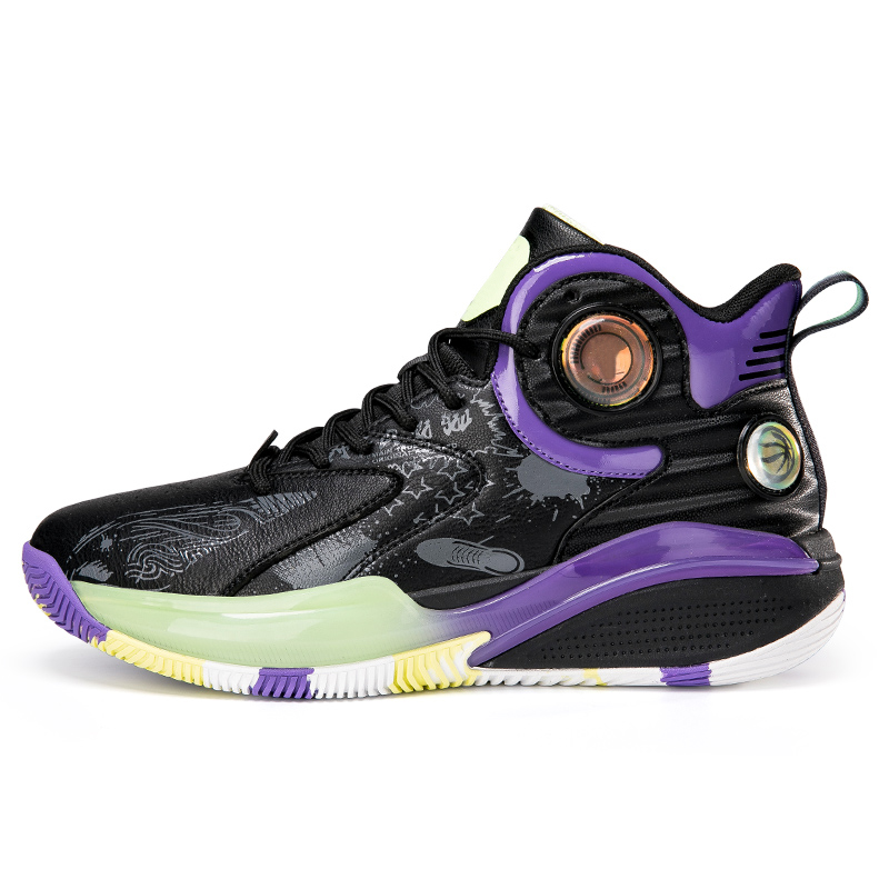 ANDEZHANMUSI Basketball Shoes Unisex High Top Black Purple/White Black Green/White Black Orange
