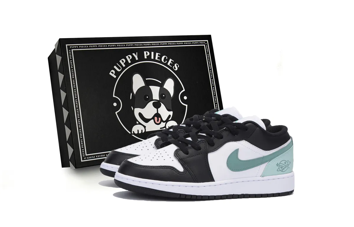 Jordan Air Jordan 1 Slip Resistant Abrasion Resistant Low top Vintage Basketball Shoes Men's Black Green