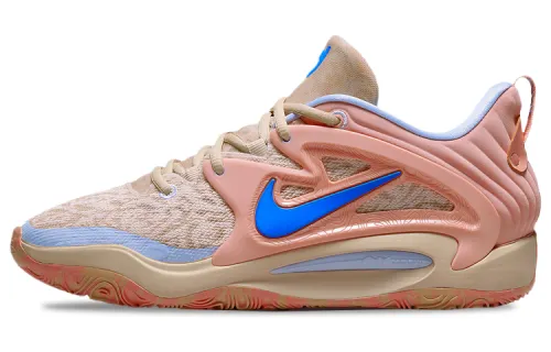 Nike KD 15 Durant 15 round toe lace-up, fabric synthetic leather TPU, shock-absorbing, non-slip, wear-resistant, wrapping support, low-top practical basketball shoes, same style for men and women, pink, foreign version