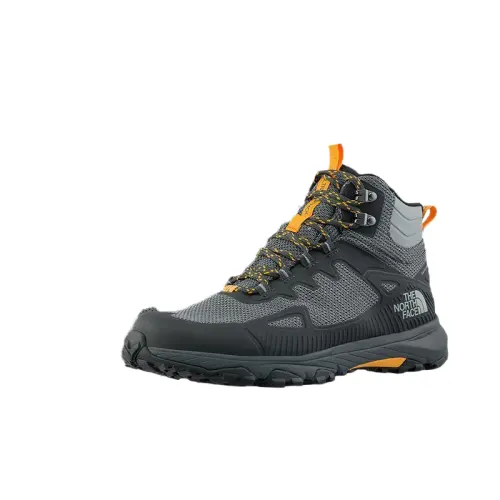 THE NORTH FACE Mesh Comfortable Waterproof High top Hiking Shoes Men's Gray