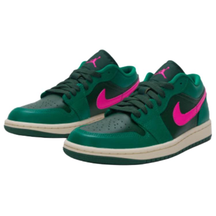Jordan Air Jordan 1 Cushioning Abrasion Resistant Breathable Low top Vintage Basketball Shoes Women’s Green