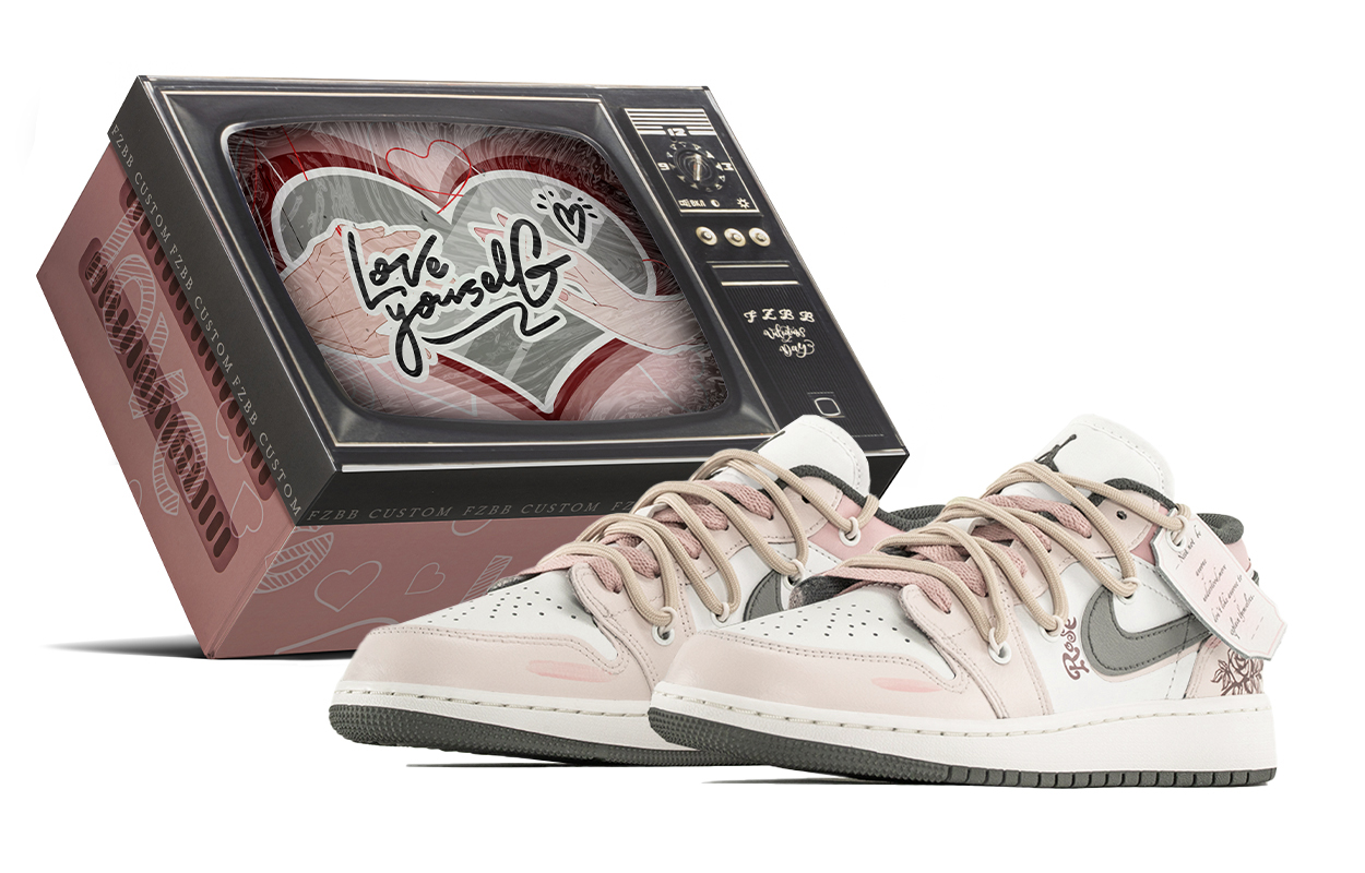 Jordan Air Jordan 1 Low top Vintage Basketball Shoes GS Gray Pink