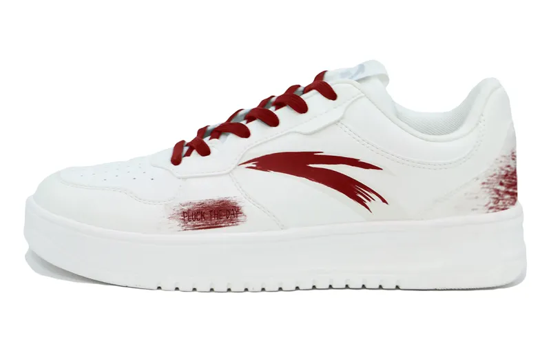 Anta Easy Slip Resistant Abrasion Resistant Low top Skateboard Shoes Unisex Red