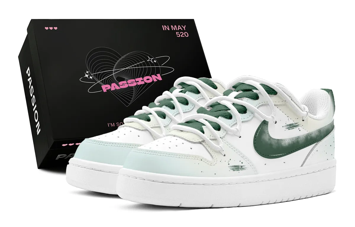 Nike Court Borough Ink Spring Charm Leather Low top Skateboard Shoes Women's Green