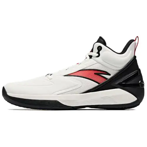 Anta Cushioning Slip Resistant Coverage High top Basketball Shoes Men's White Black Red