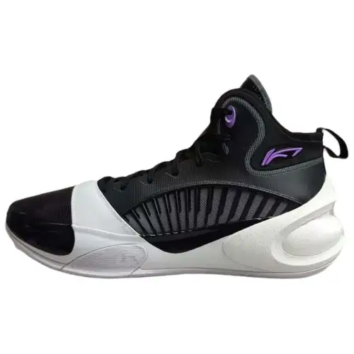 Li Ning YuShuai 17 Slip Resistant And Abrasion Resistant Coverage Mid top Basketball Shoes Men's Black White
