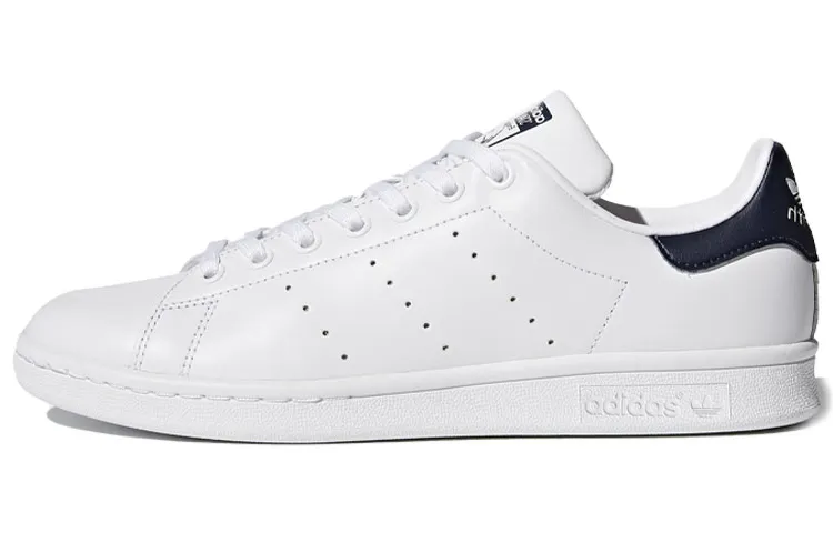 Adidas Originals Stan Smith Synthetic Leather Low top Skateboard Shoes Unisex White Marine Blue