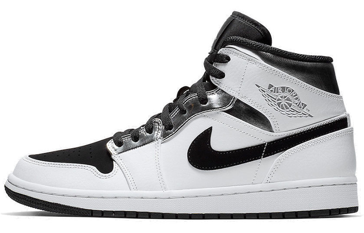 Jordan Air Jordan 1 Mid Leonard Jr. OG style trend mid-top retro basketball shoes men's black and white silver