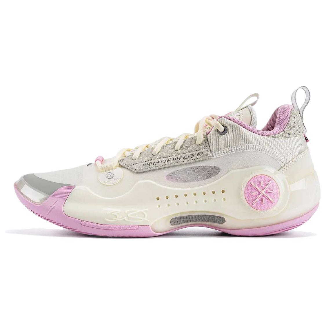 LiNing WOW 10 Wade's Way Simple and Comfortable Low-top Basketball Shoes Men's White Pink