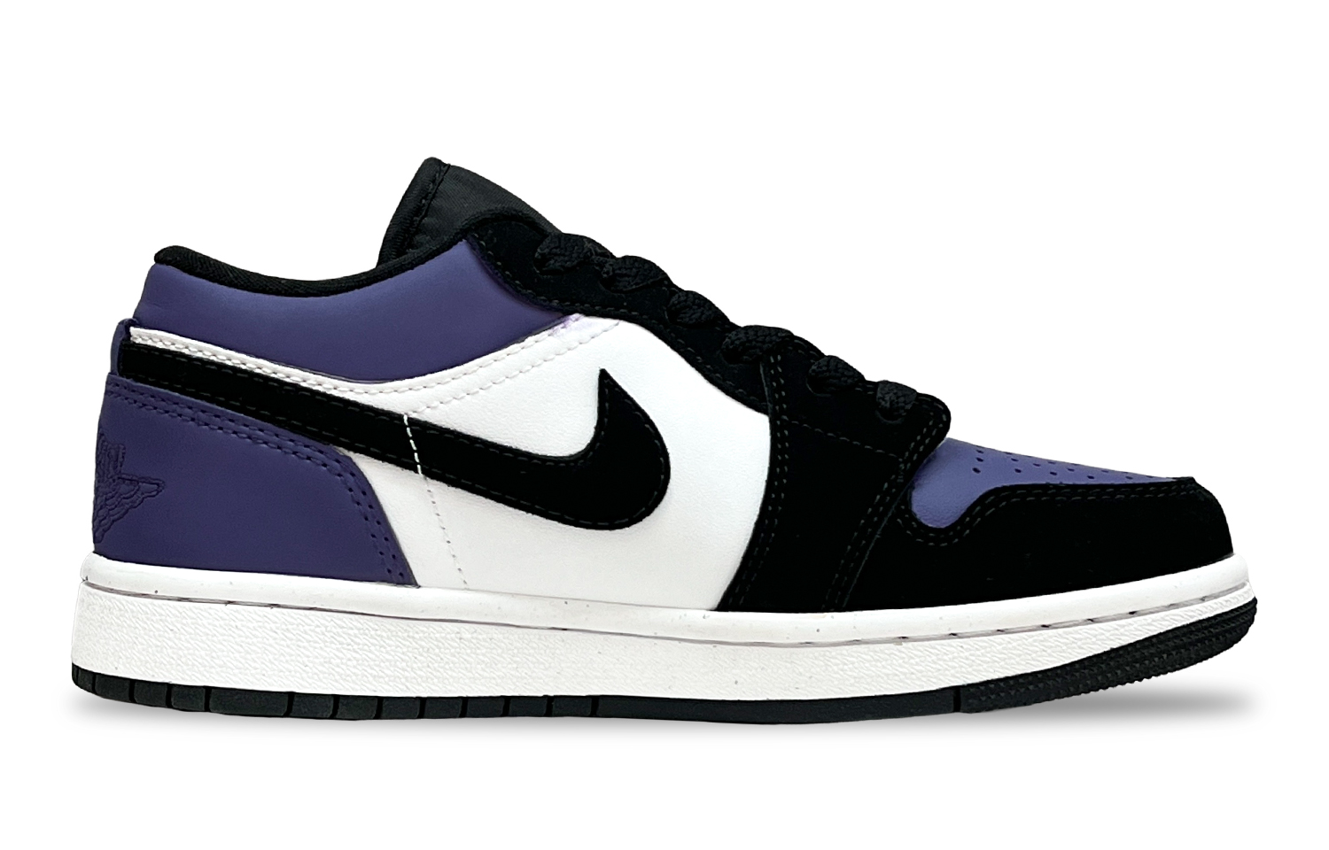Jordan Air Jordan 1 Reverse Black Purple Slip Resistant Abrasion Resistant Low top Vintage Basketball Shoes Unisex