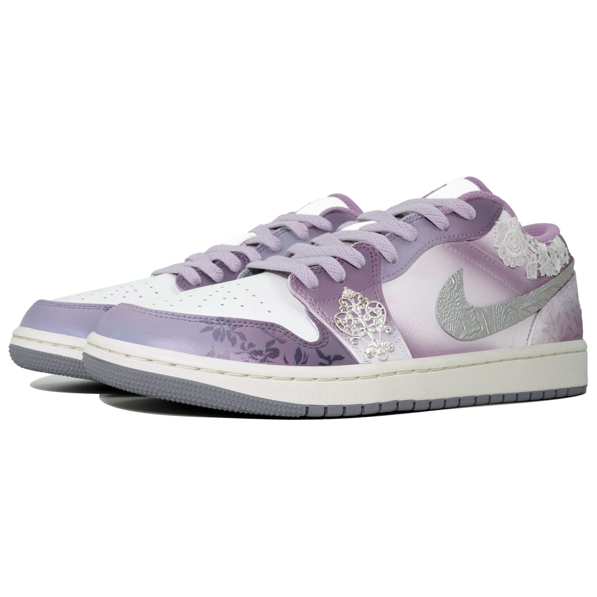 Jordan Air Jordan 1 Wan Hua Nong, Huai Yin Zui, Shopping Bag Low top Vintage Basketball Shoes Women’s Gray Purple