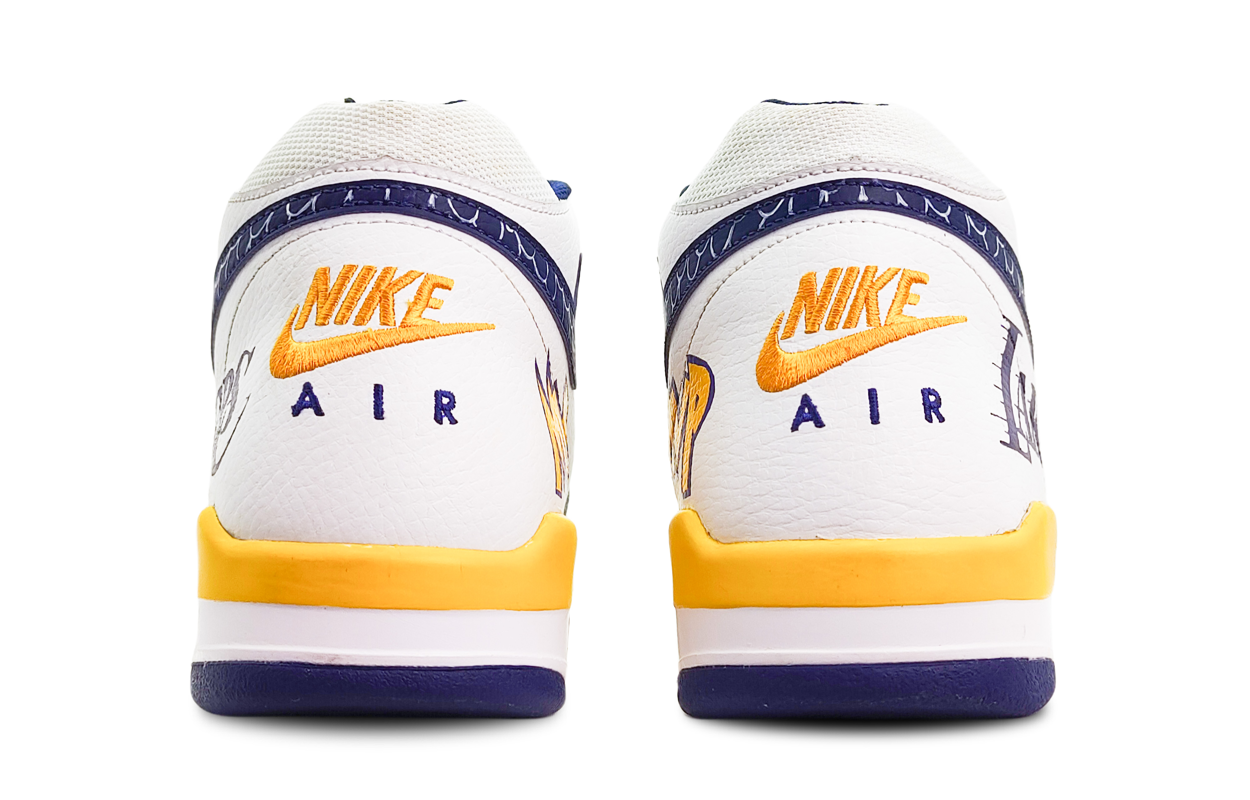 Nike Flight Legacy Cushioning Anti-Slip And Wear-Resistant Mid-Top Vintage Basketball Shoes Men’s White Blue Yellow