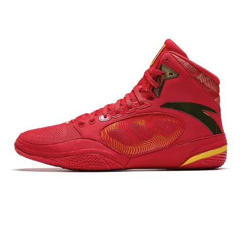 Anta Slip Resistant Abrasion Resistant High top Training Shoes Men's Red Gold