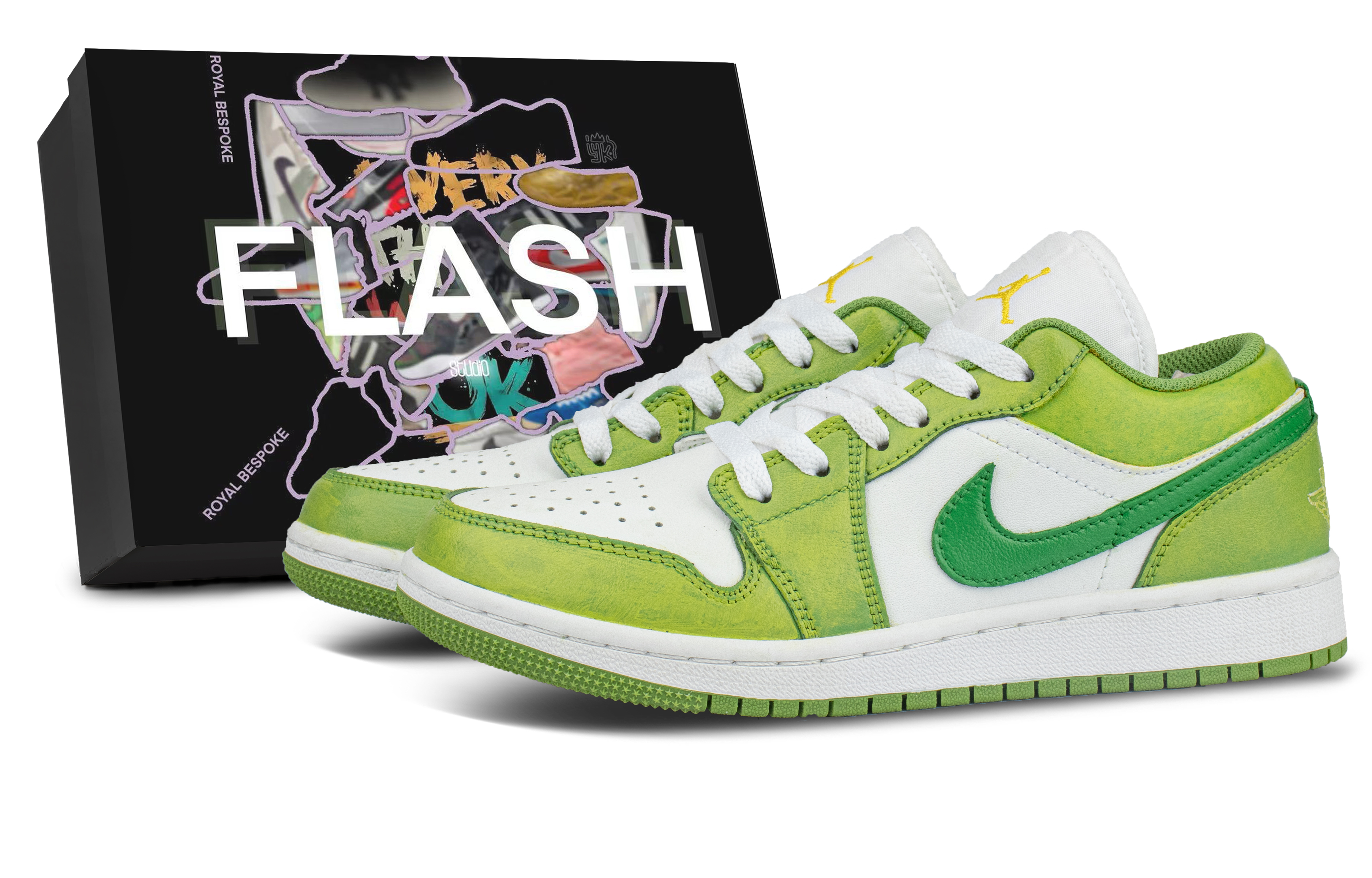 Jordan Air Jordan 1 Green Apple, Box Included Abrasion Resistant Abrasion Resistant Low top Vintage Basketball Shoes