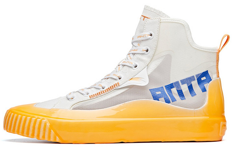 Anta Slip Resistant Abrasion Resistant High top Canvas Shoes White Orange