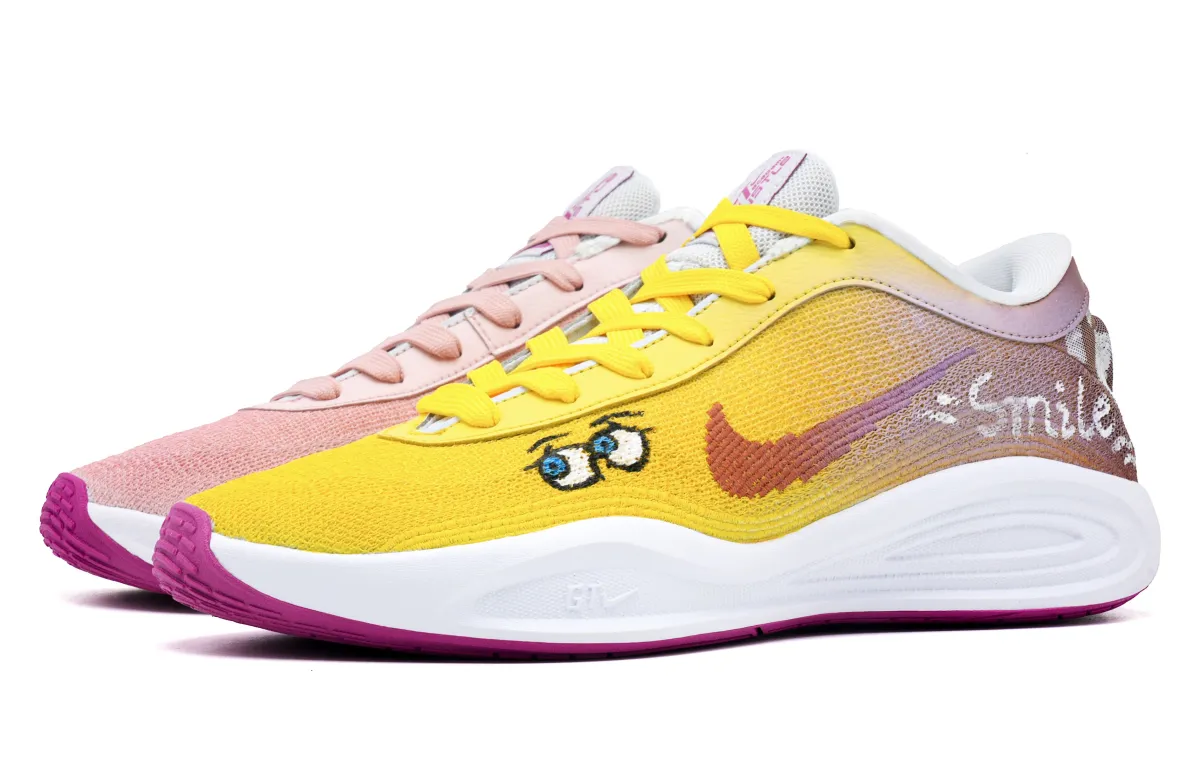 Nike GT Hustle Academy Basketball Shoes Men's Low-top Yellow Pink Mismatched