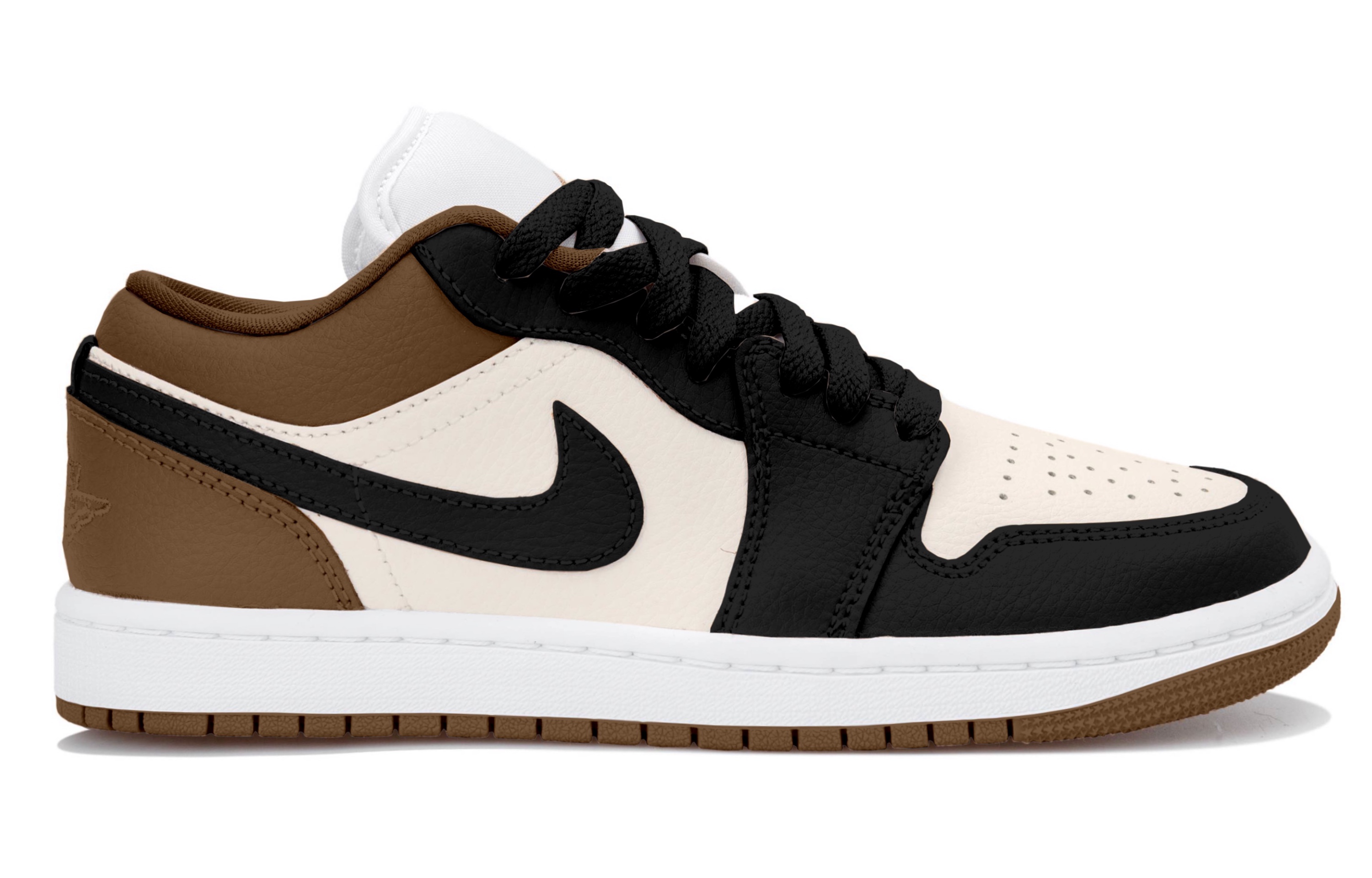 Jordan Air Jordan 1 Slip Resistant Abrasion Resistant Low top Vintage Basketball Shoes Women’s Beige Black Beige